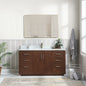 San 60" Free-standing Single Bath Vanity in Natural Walnut with White Grain Composite Stone Top