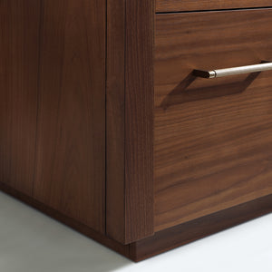 San 60" Free-standing Single Bath Vanity in Natural Walnut with White Grain Composite Stone Top