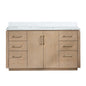 San 60" Free-standing Single Bath Vanity in Washed Ash Grey with White Grain Composite Stone Top