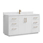 San 60" Free-standing Single Bath Vanity in White with White Grain Composite Stone Top