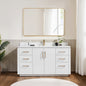 San 60" Free-standing Single Bath Vanity in White with White Grain Composite Stone Top