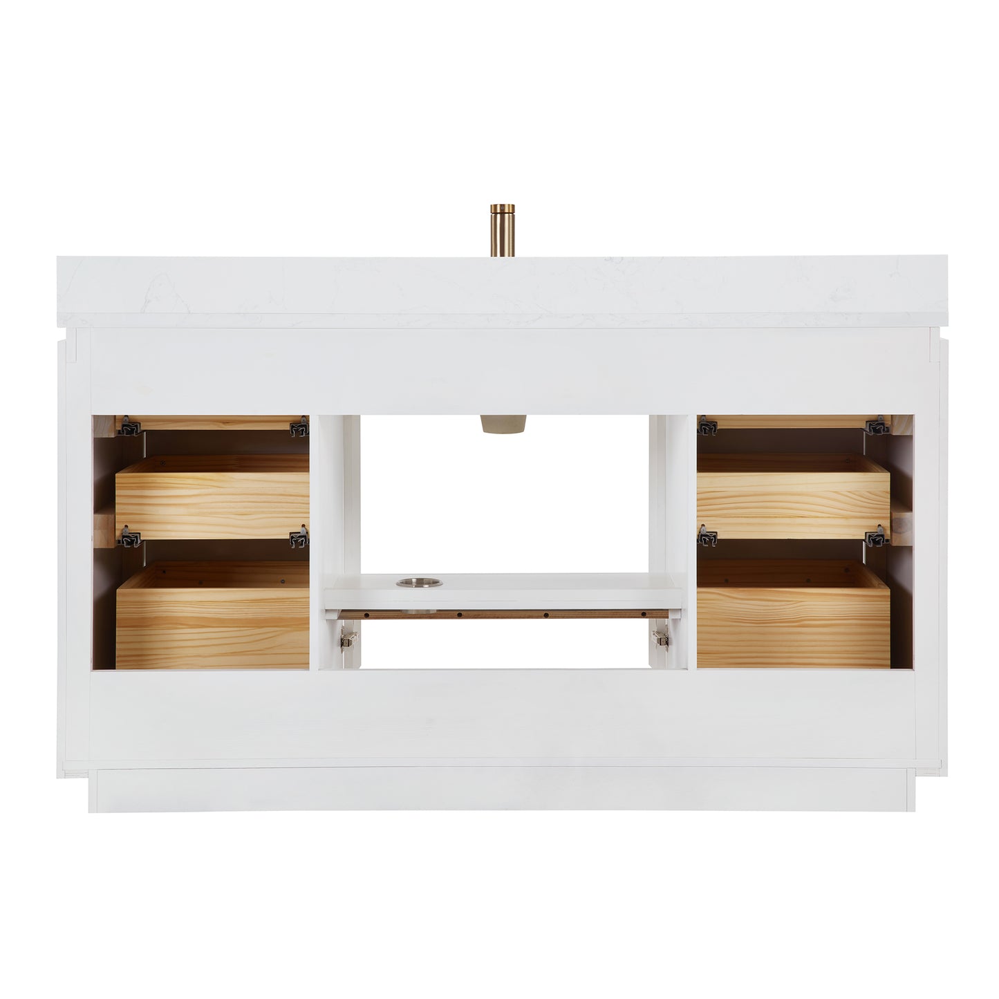 San 60" Free-standing Single Bath Vanity in White with White Grain Composite Stone Top