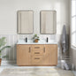 San 60M" Free-standing Double Bath Vanity in Fir Wood Brown with White Grain Composite Stone Top