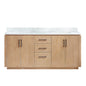 San 72" Free-standing Double Bath Vanity in Fir Wood Brown with White Grain Composite Stone Top