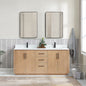 San 72" Free-standing Double Bath Vanity in Fir Wood Brown with White Grain Composite Stone Top