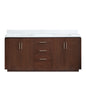 San 72" Free-standing Double Bath Vanity in Natural Walnut with White Grain Composite Stone Top