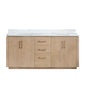 San 72" Free-standing Double Bath Vanity in Washed Ash Grey with White Grain Composite Stone Top
