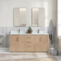 San 72" Free-standing Double Bath Vanity in Washed Ash Grey with White Grain Composite Stone Top