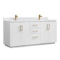 San 72" Free-standing Double Bath Vanity in White with White Grain Composite Stone Top