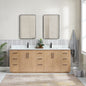 San 84" Free-standing Double Bath Vanity in Fir Wood Brown with White Grain Composite Stone Top