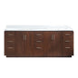San 84" Free-standing Double Bath Vanity in Natural Walnut with White Grain Composite Stone Top