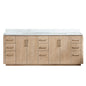 San 84" Free-standing Double Bath Vanity in Washed Ash Grey with White Grain Composite Stone Top