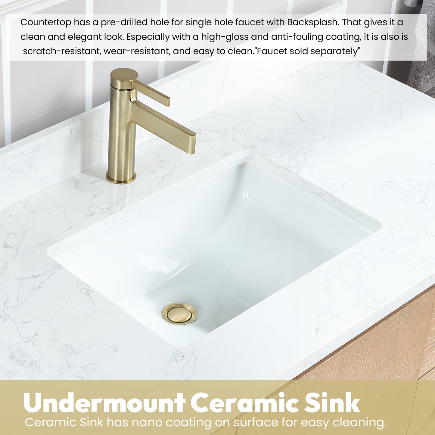 San 84" Free-standing Double Bath Vanity in Washed Ash Grey with White Grain Composite Stone Top