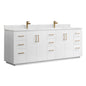 San 84" Free-standing Double Bath Vanity in White with White Grain Composite Stone Top