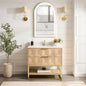 Milagro 36G" Free-standing Single Bath Vanity in Washed Ash Grey with Fish Maw White Quartz Stone Top