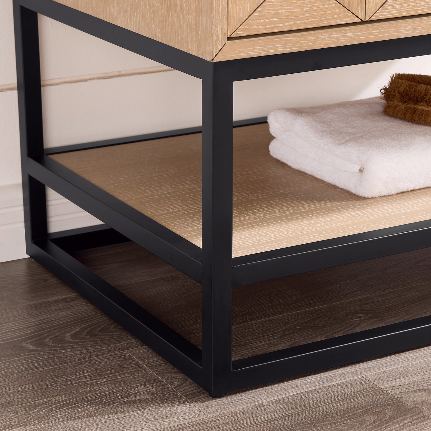 Milagro 60MB" Free-standing Double Bath Vanity in Washed Ash Grey with Fish Maw White Quartz Stone Top
