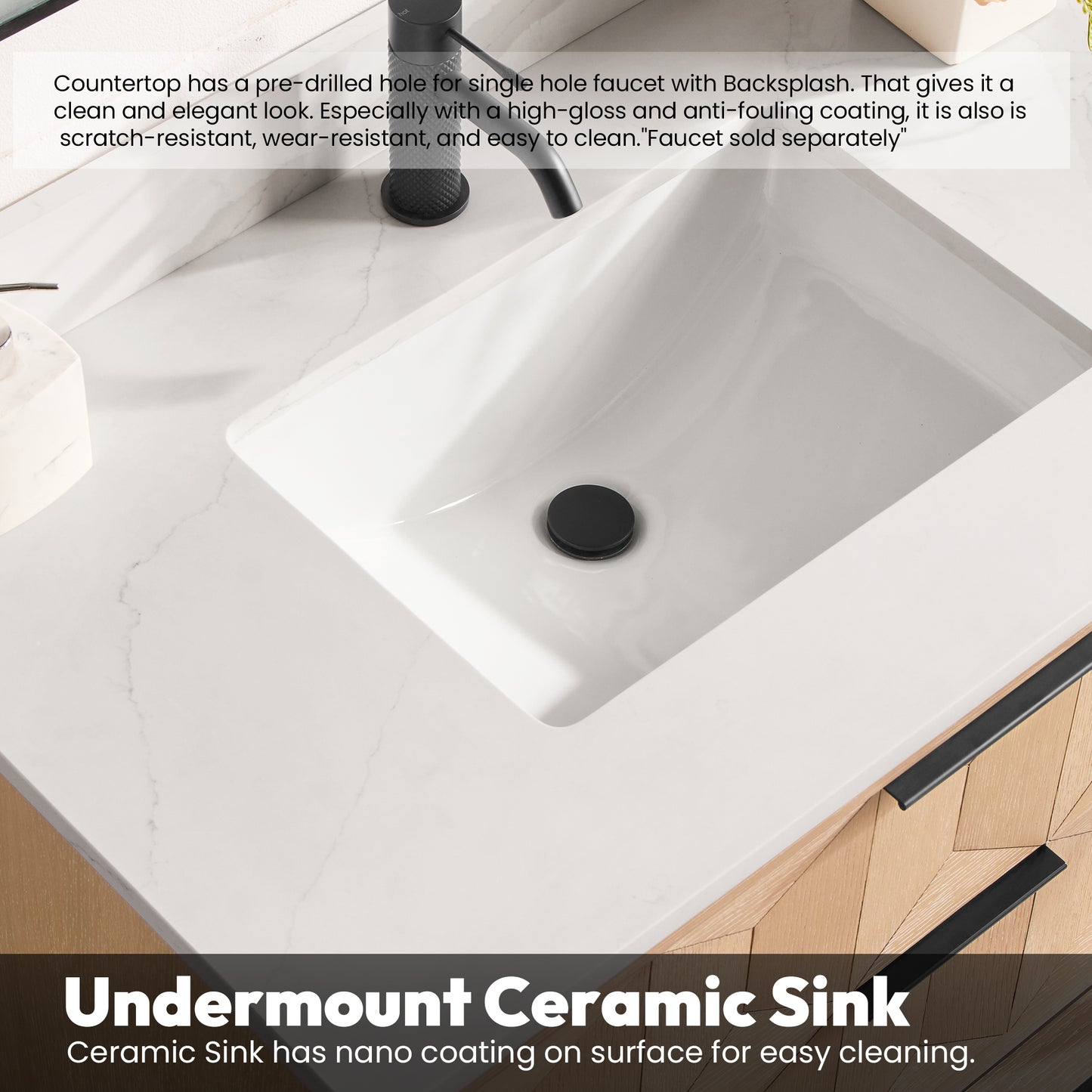 Milagro 72B" Free-standing Double Bath Vanity in Washed Ash Grey with Fish Maw White Quartz Stone Top