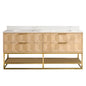 Milagro 72G" Free-standing Double Bath Vanity in Washed Ash Grey with Fish Maw White Quartz Stone Top