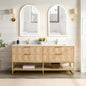 Milagro 72G" Free-standing Double Bath Vanity in Washed Ash Grey with Fish Maw White Quartz Stone Top