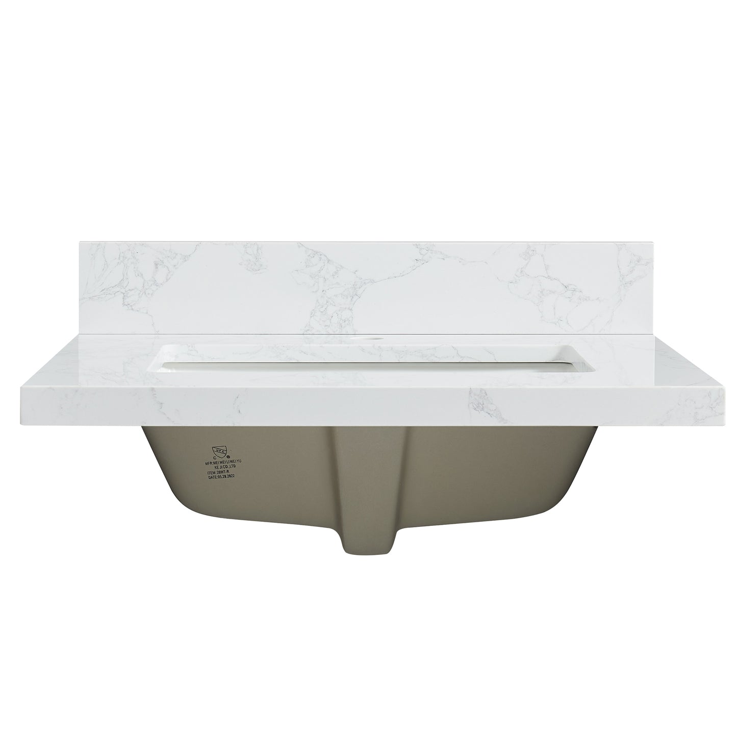 Malaga 25" W x 22" D Composite Stone Vanity Top in Grain White with White Rectangular Single Sink