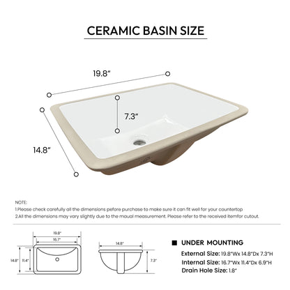 Malaga 25" W x 22" D Composite Stone Vanity Top in Grain White with White Rectangular Single Sink