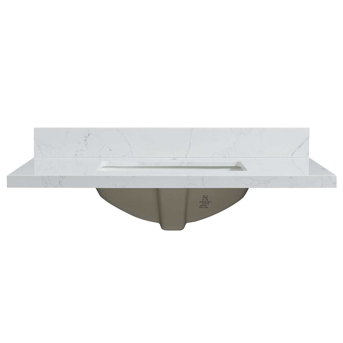 Malaga 37" W x 22" D Composite Stone Vanity Top in Grain White with White Rectangular Single Sink