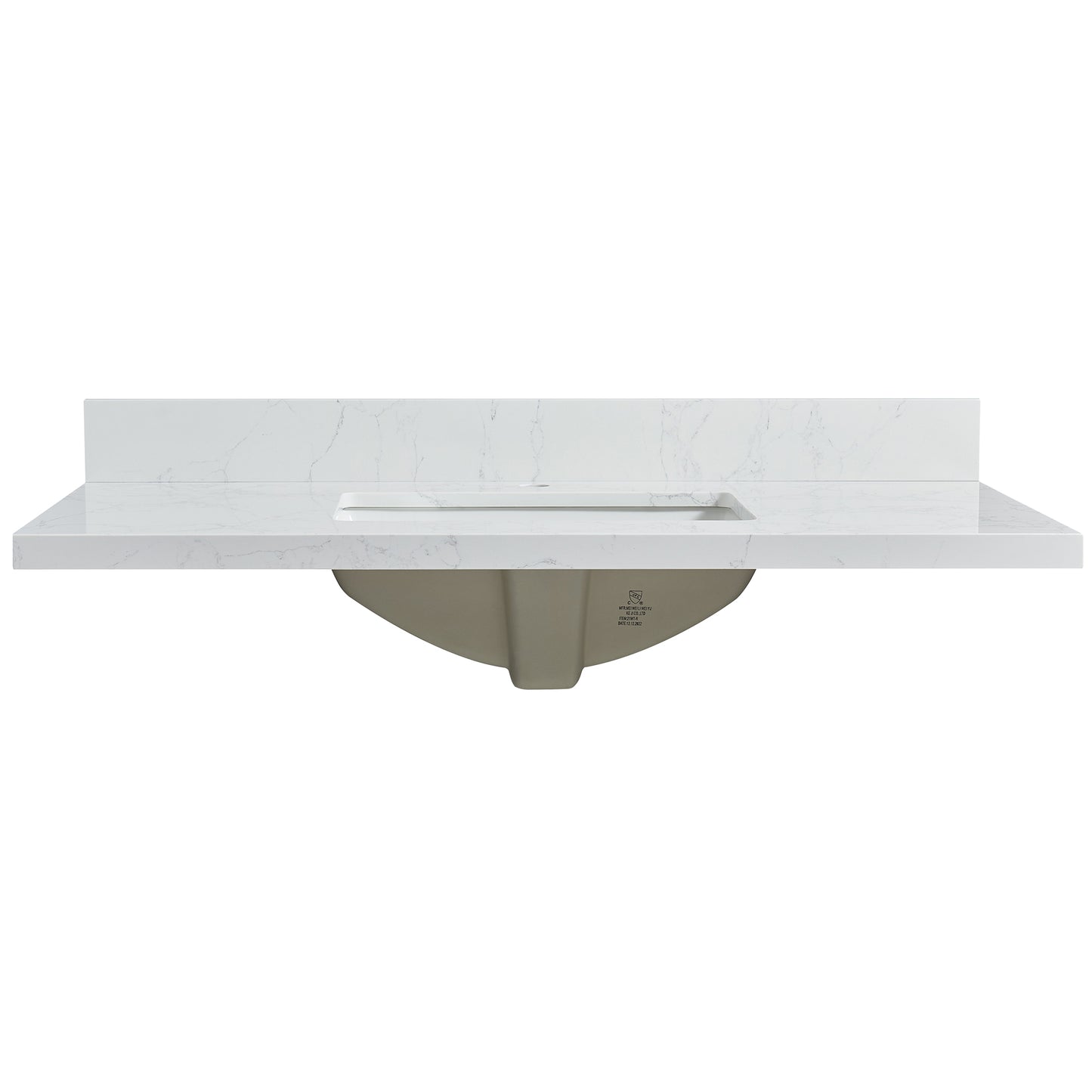 Malaga 43" W x 22" D Composite Stone Vanity Top in Grain White with White Rectangular Single Sink
