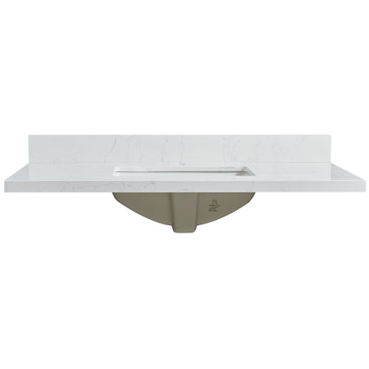 Malaga 43" W x 22" D Composite Stone Vanity Top in Grain White with White Rectangular Single Sink