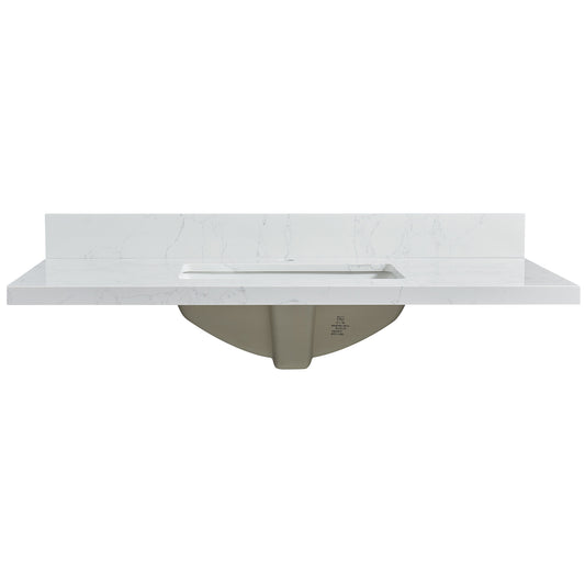 Malaga 43" W x 22" D Composite Stone Vanity Top in Grain White with White Rectangular Single Sink