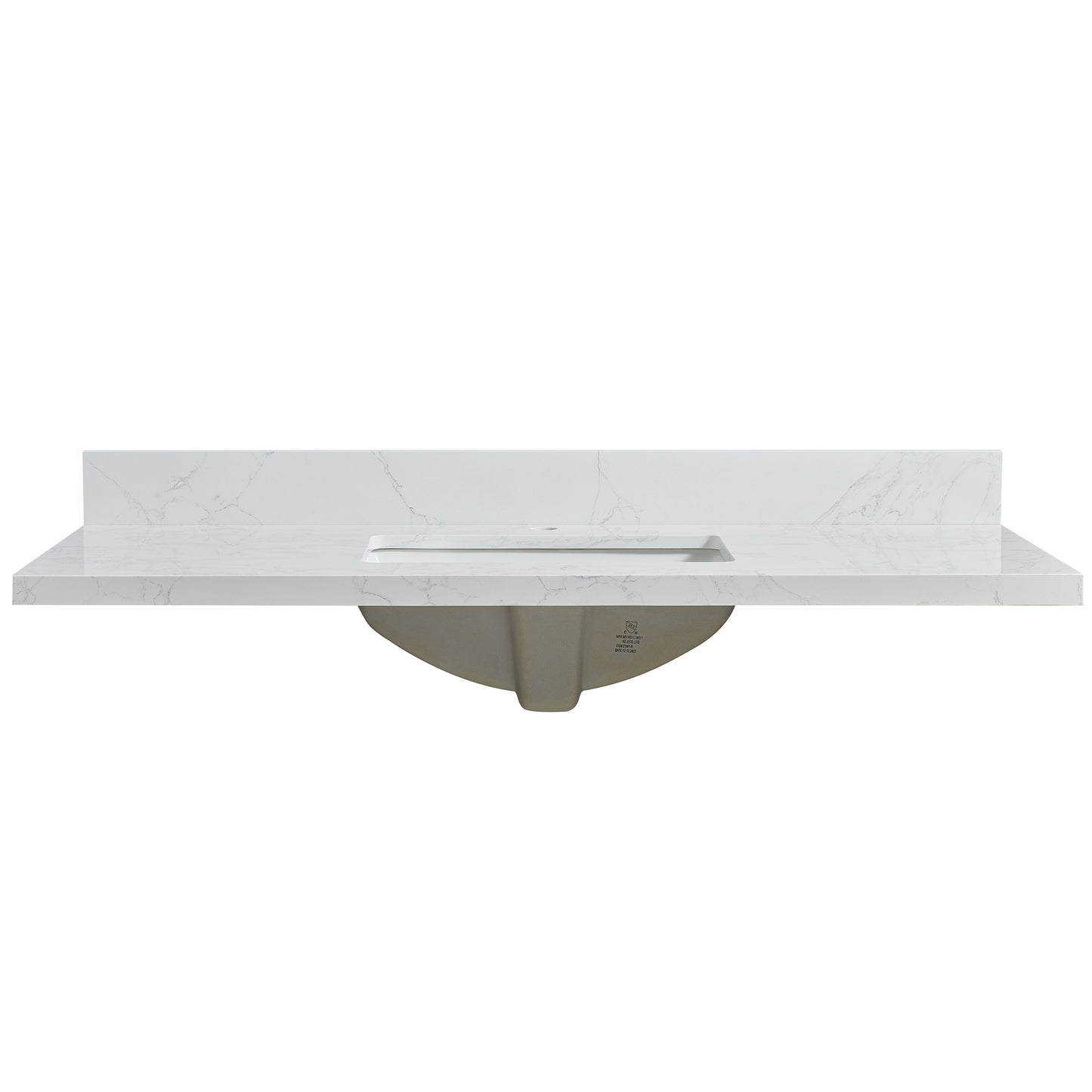 Malaga 49" W x 22" D Composite Stone Vanity Top in Grain White with White Rectangular Single Sink