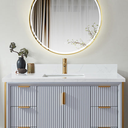 Malaga 49" W x 22" D Composite Stone Vanity Top in Grain White with White Rectangular Single Sink