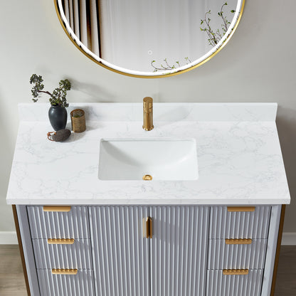 Malaga 49" W x 22" D Composite Stone Vanity Top in Grain White with White Rectangular Single Sink