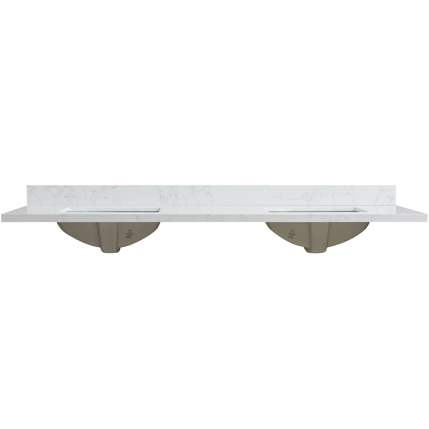 Malaga 73" W x 22" D Composite Stone Vanity Top in Grain White with White Rectangular Double Sink