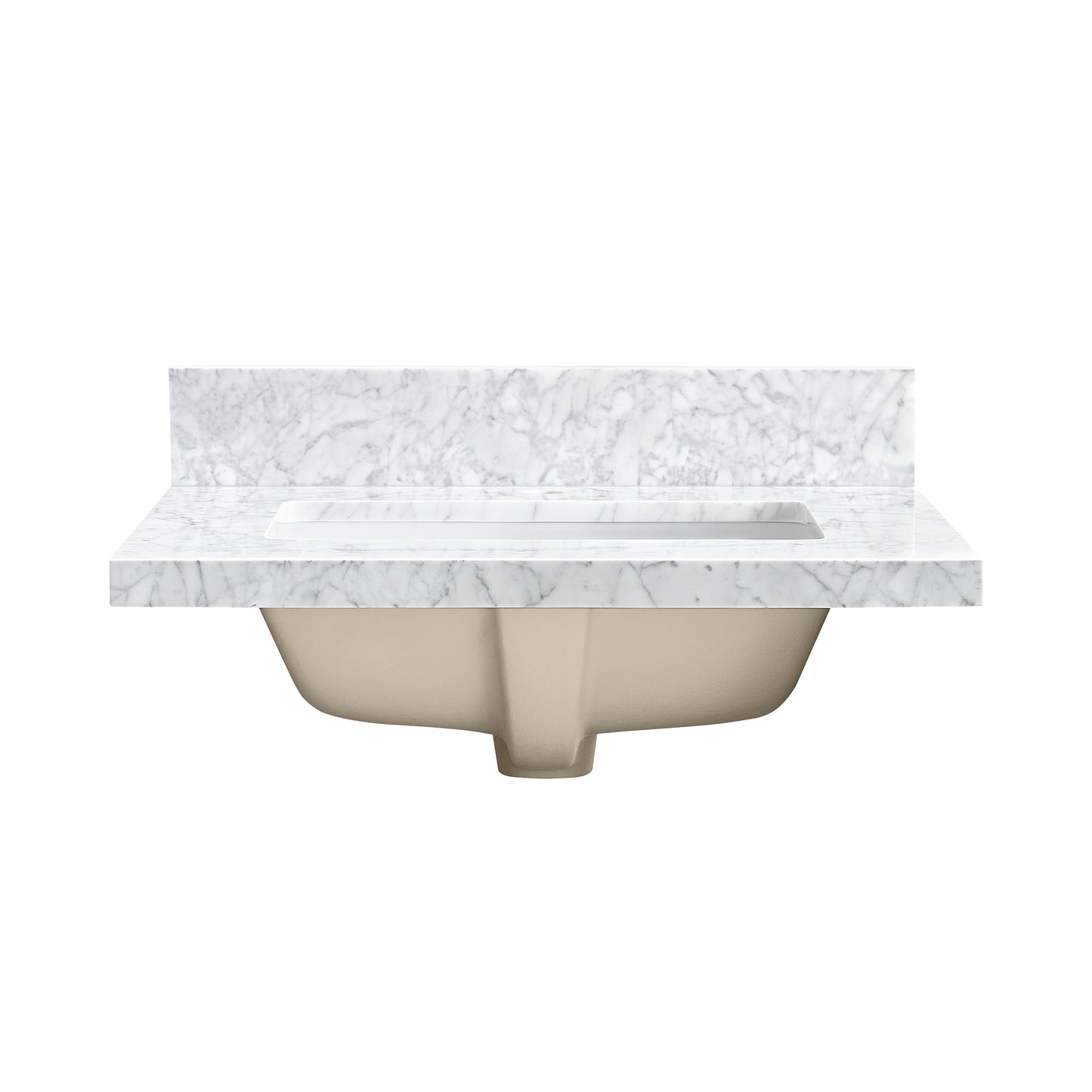 Zevio 25" W x 22" D Natural Marble Vanity Top in Carrara White with White Rectangular Single Sink