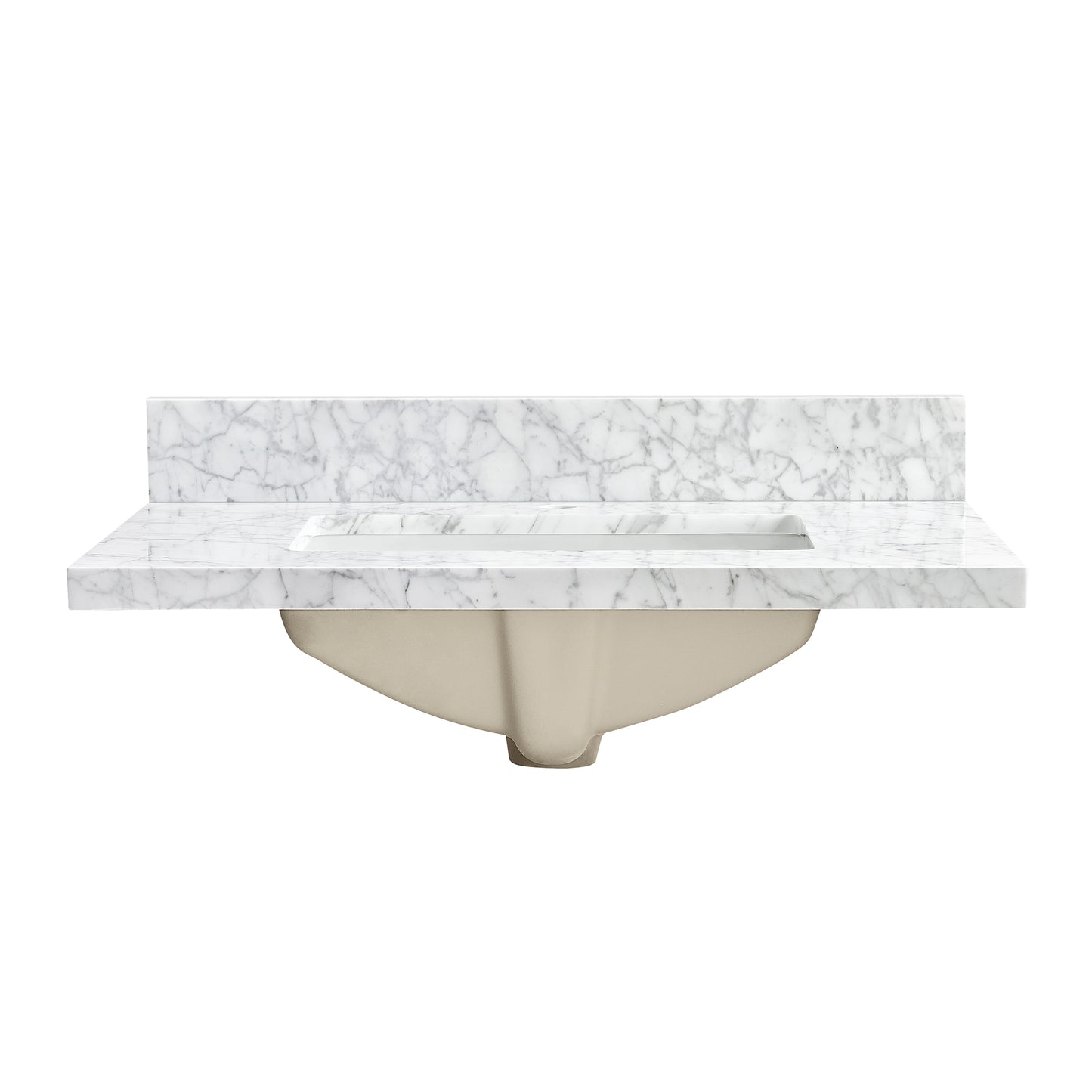 Zevio 31" W x 22" D Natural Marble Vanity Top in Carrara White with White Rectangular Single Sink