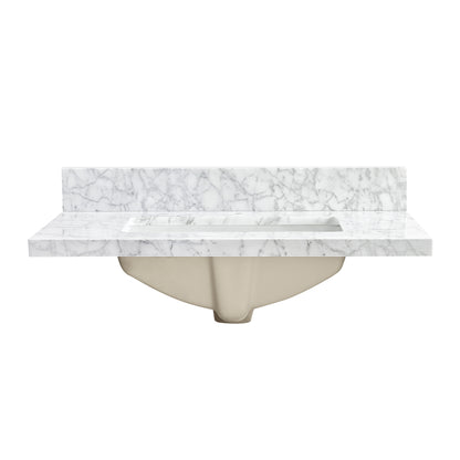 Zevio 31" W x 22" D Natural Marble Vanity Top in Carrara White with White Rectangular Single Sink