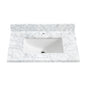 Zevio 31" W x 22" D Natural Marble Vanity Top in Carrara White with White Rectangular Single Sink