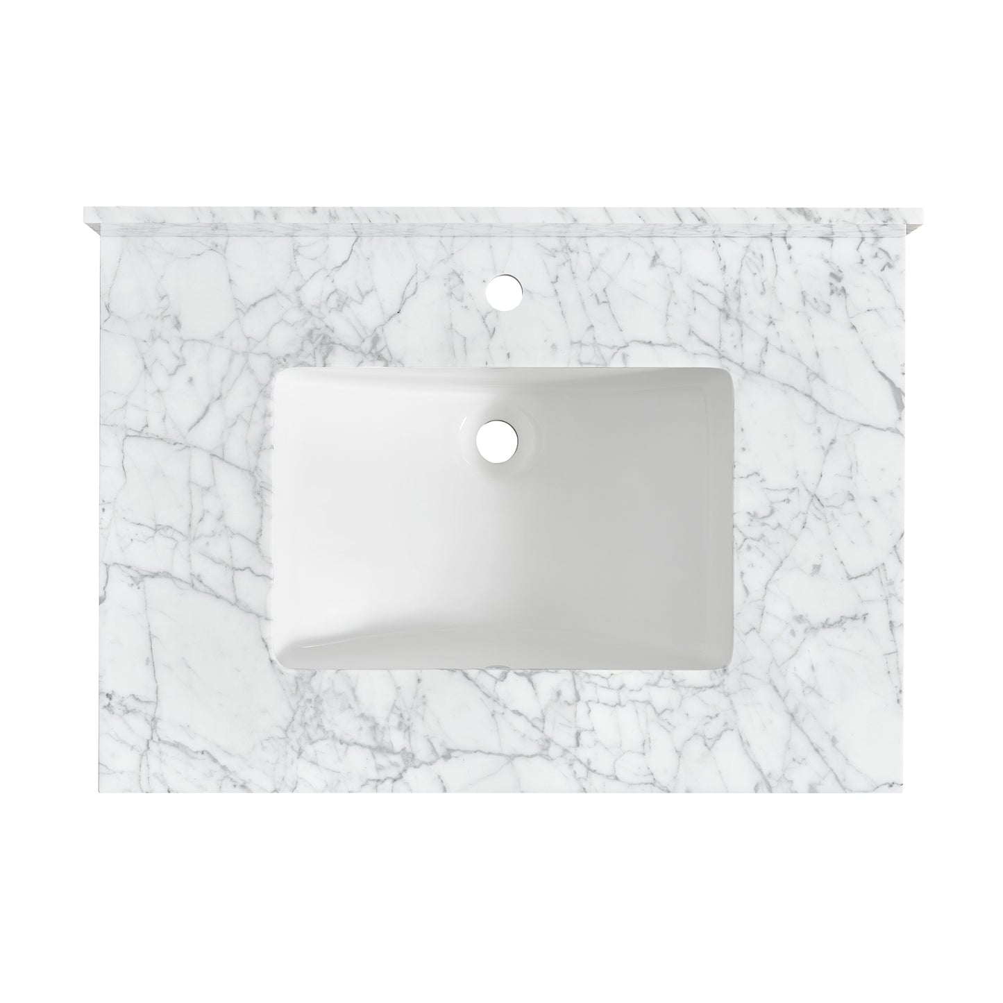 Zevio 31" W x 22" D Natural Marble Vanity Top in Carrara White with White Rectangular Single Sink