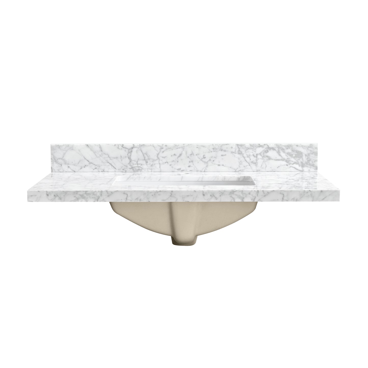 Zevio 37" W x 22" D Natural Marble Vanity Top in Carrara White with White Rectangular Single Sink