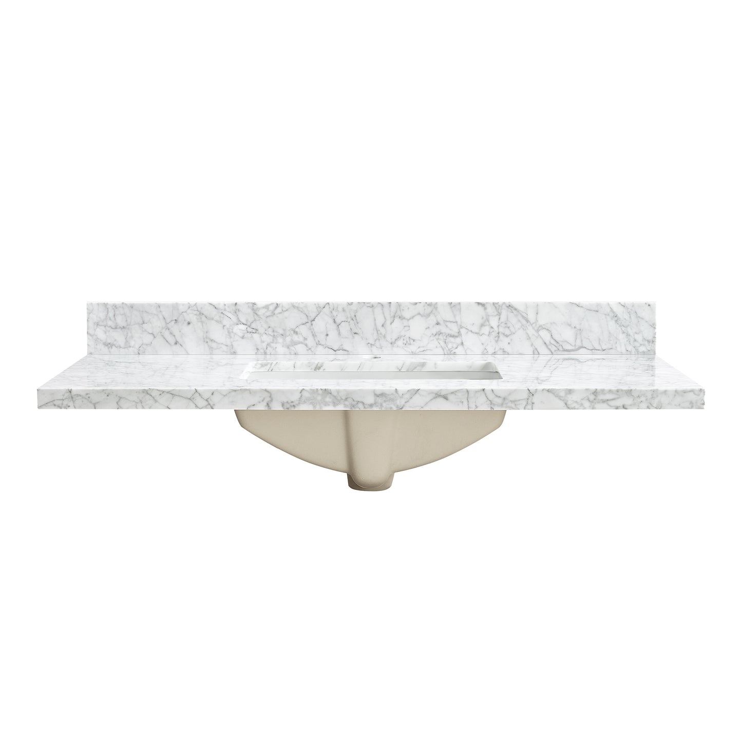 Zevio 43" W x 22" D Natural Marble Vanity Top in Carrara White with White Rectangular Single Sink