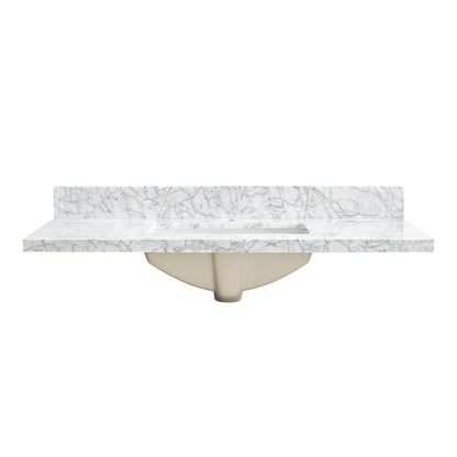 Zevio 43" W x 22" D Natural Marble Vanity Top in Carrara White with White Rectangular Single Sink