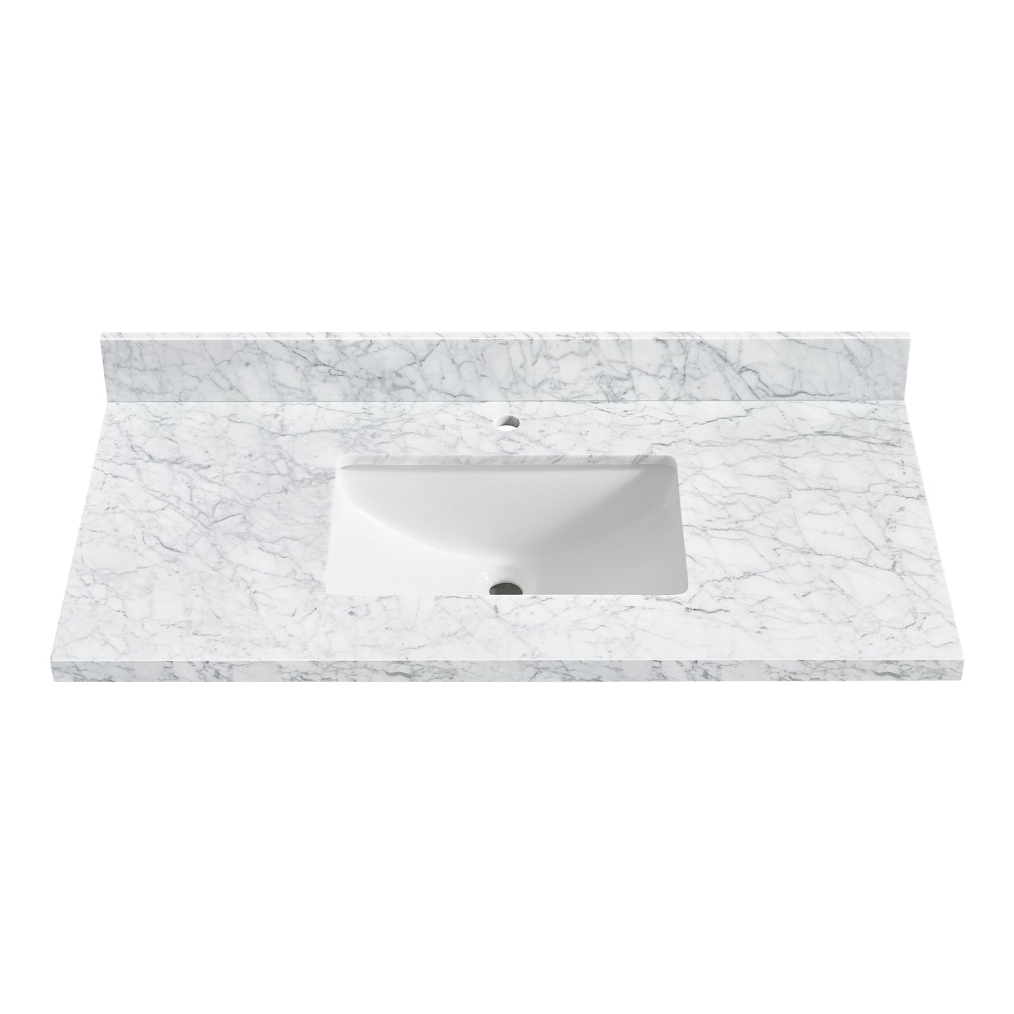 Zevio 43" W x 22" D Natural Marble Vanity Top in Carrara White with White Rectangular Single Sink