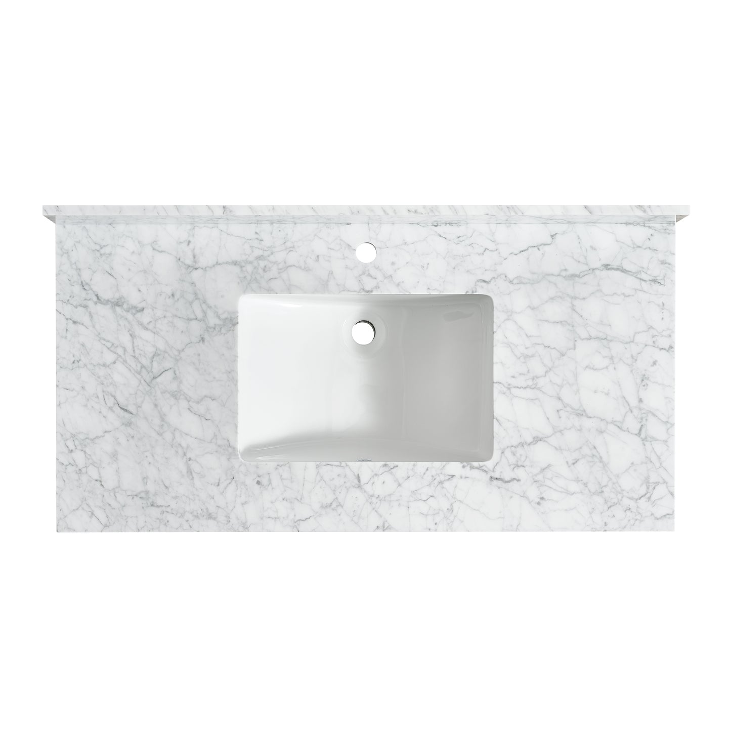 Zevio 43" W x 22" D Natural Marble Vanity Top in Carrara White with White Rectangular Single Sink