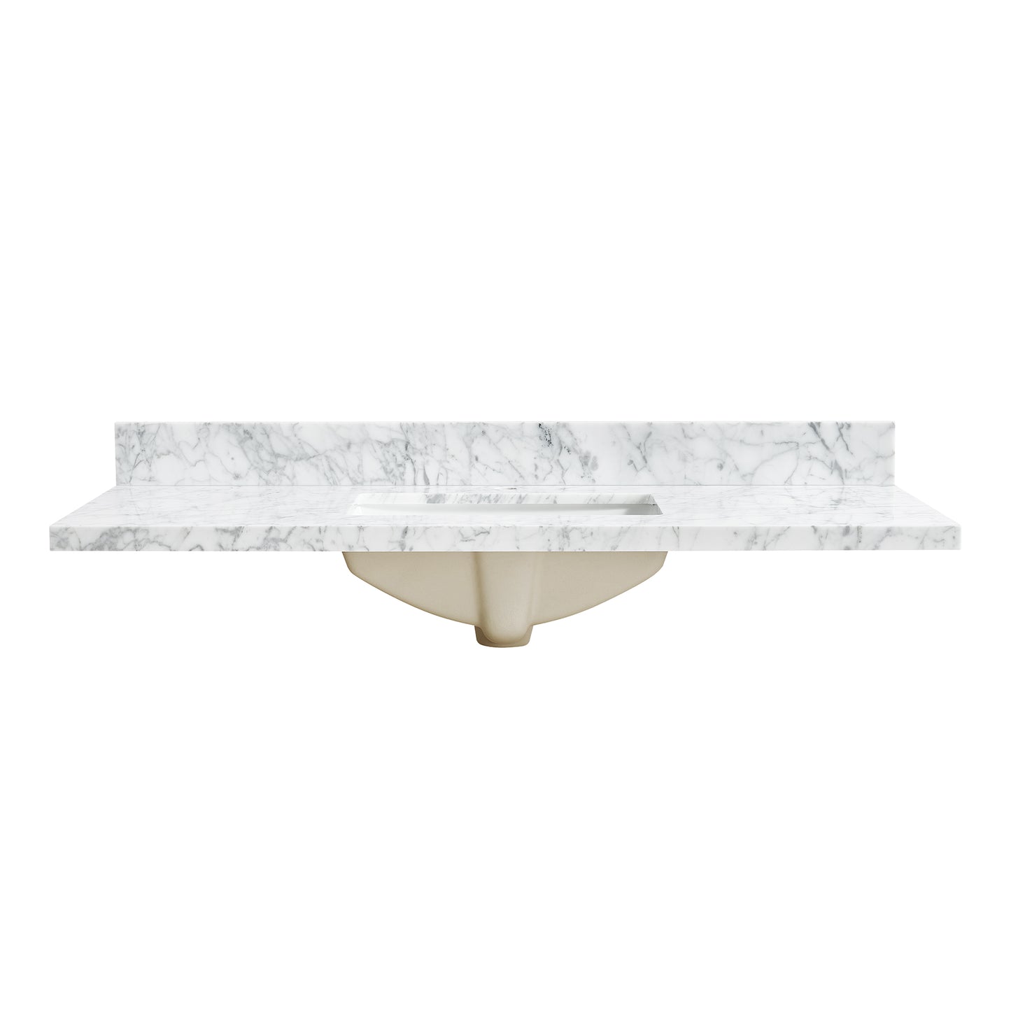 Zevio 49" W x 22" D Natural Marble Vanity Top in Carrara White with White Rectangular Single Sink