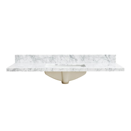 Zevio 49" W x 22" D Natural Marble Vanity Top in Carrara White with White Rectangular Single Sink