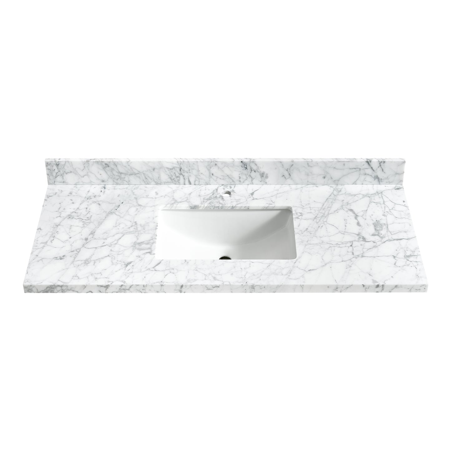 Zevio 49" W x 22" D Natural Marble Vanity Top in Carrara White with White Rectangular Single Sink