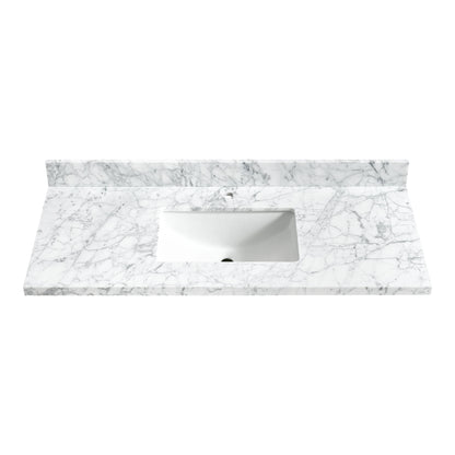 Zevio 49" W x 22" D Natural Marble Vanity Top in Carrara White with White Rectangular Single Sink