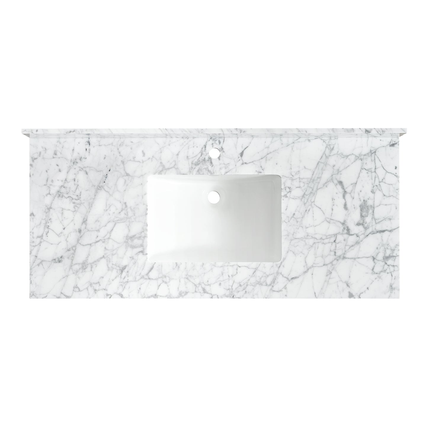 Zevio 49" W x 22" D Natural Marble Vanity Top in Carrara White with White Rectangular Single Sink