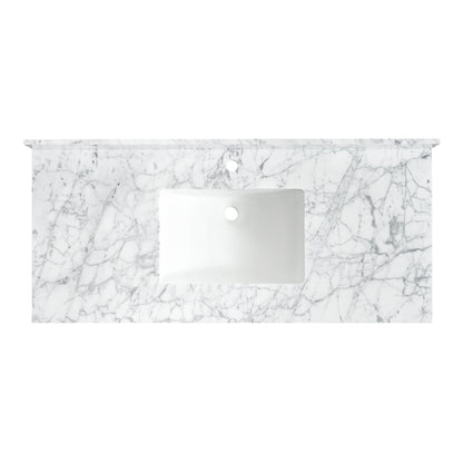 Zevio 49" W x 22" D Natural Marble Vanity Top in Carrara White with White Rectangular Single Sink