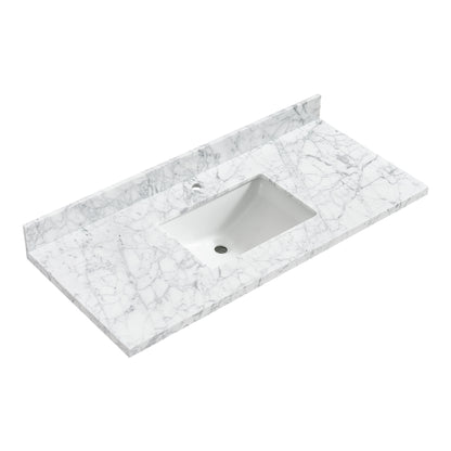 Zevio 49" W x 22" D Natural Marble Vanity Top in Carrara White with White Rectangular Single Sink